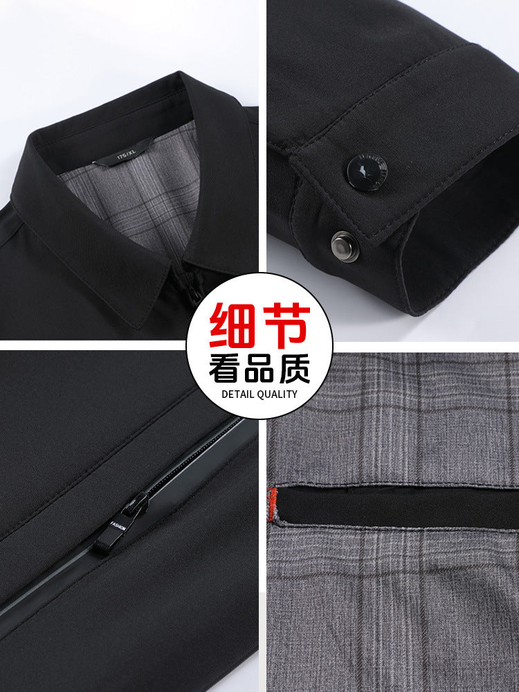 Men's Middle-Aged Jacket Casual Coat Spring and Autumn New Style Men's Dad's Clothing Top with Lapel Windproof