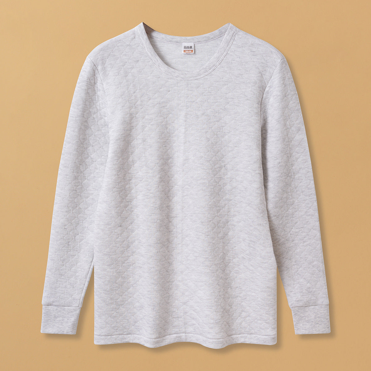 Yiershuang Men's and Women's Warm Cotton Single-piece Three-layer Round Neck Long-sleeved Shirt Trousers Air Cotton Thermal Underwear Thickened