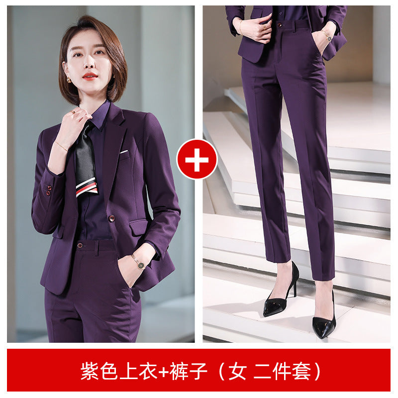 Business Attire for Men and Women, Autumn and Winter Fashionable Slim Business Suits, Women's Four-Piece Vest Formal Suits