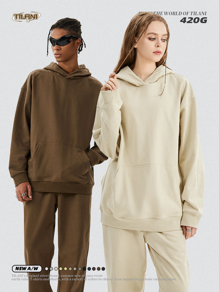 TILANI 2025 Heavy Terry Sweater Pants American Style Trendy Brand Solid Color Trendy Men's suit Hoodie Straight Pants