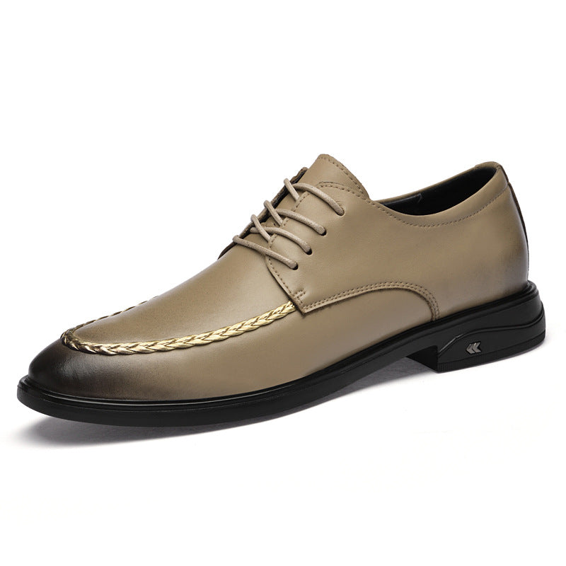 New men's formal leather shoes breathable non-slip round toe business casual shoes fashion retro brushed business leather shoes men