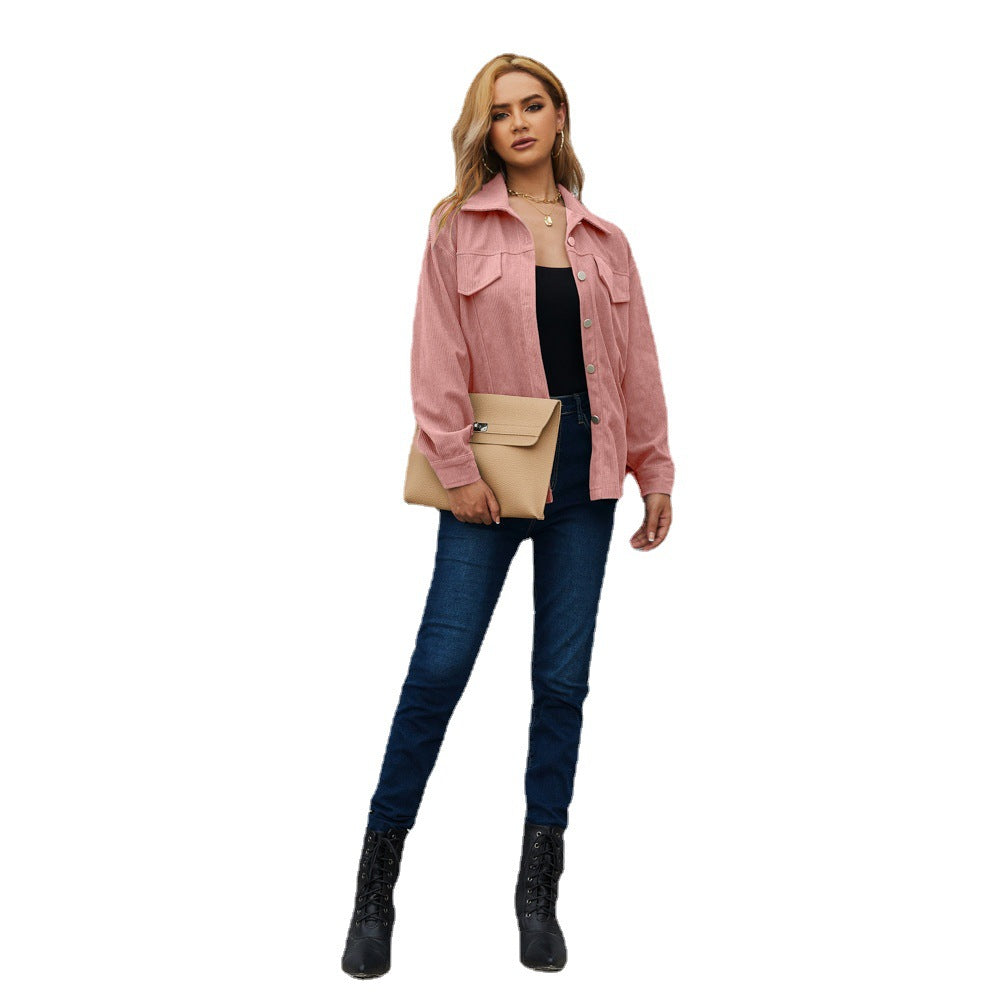 Cross-Border Autumn and Winter Tops, All Colors and Sizes, Corduroy Women's Jackets, Coats, Shirts, Street Fashion