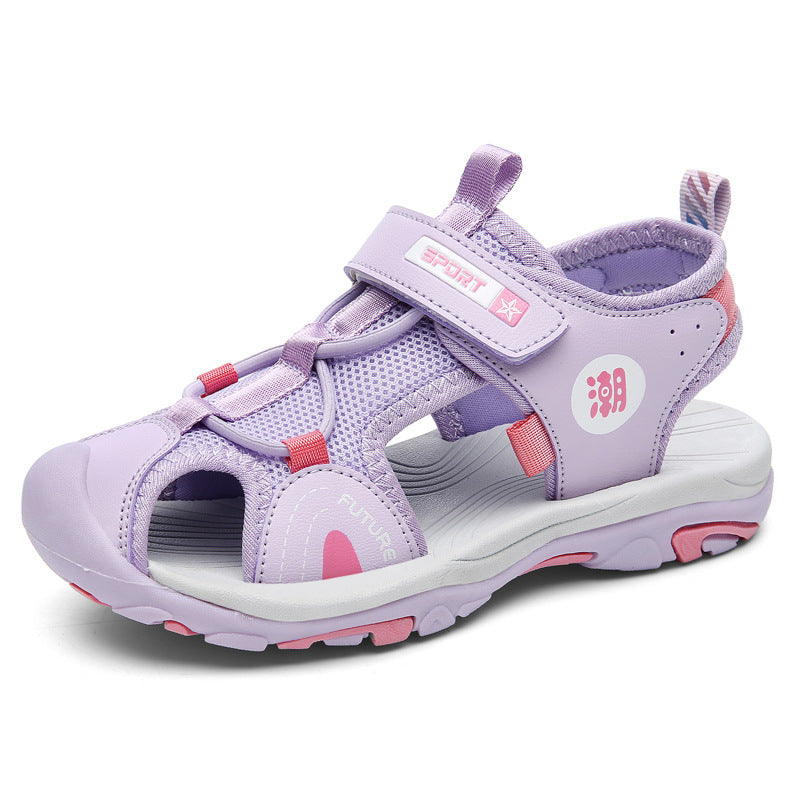 Wholesale Boys Sandals Baotou 2025 Summer Mid-Big Kids Soft Sole Non-Slip Beach Shoes Student Lightweight Sports Sandals