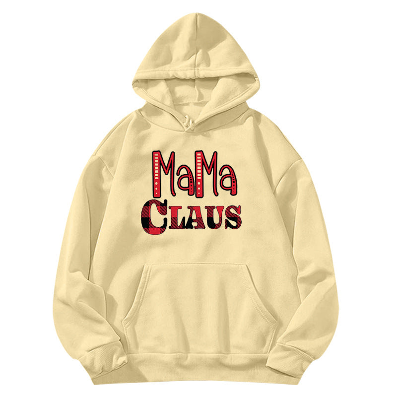 red plaid MAMA RIED printed hooded hoodie autumn and winter European and American women's
