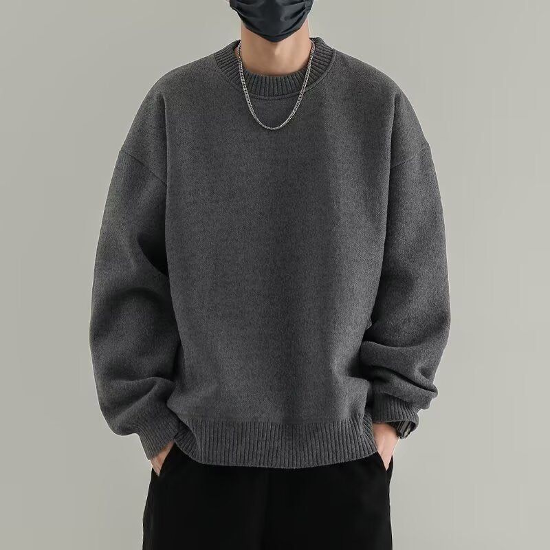 Sweater Men's Autumn and Winter Loose Lazy Style High-end Japanese Style Vintage Thickened Inner Base Trendy Brand Sweater for Men