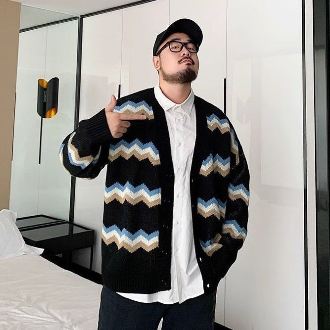Trendy Brand plus size Men's Autumn and Winter Fake Two-piece Sweater Pullover Fatty Plus Plus Casual Fashion Loose Knitted Sweater