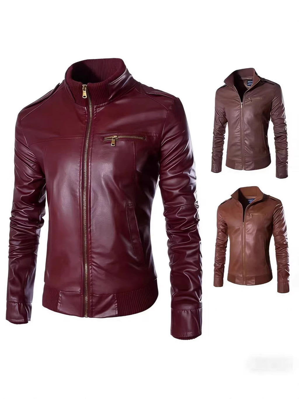 Wholesale Men's Motorcycle Leather Jackets for Foreign Trade, 2023 Spring, Autumn, and Winter New Leather Coats, Korean Style Slim-Fit Men's Leather Jackets