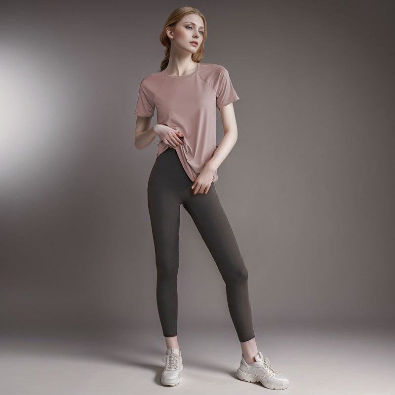 Sports Tops for Women, Loose-Fitting Running and Fitness Clothes, Short-Sleeved T-Shirts, Pilates and Yoga Clothes, Quick-Drying and Comfortable to Wear Outside