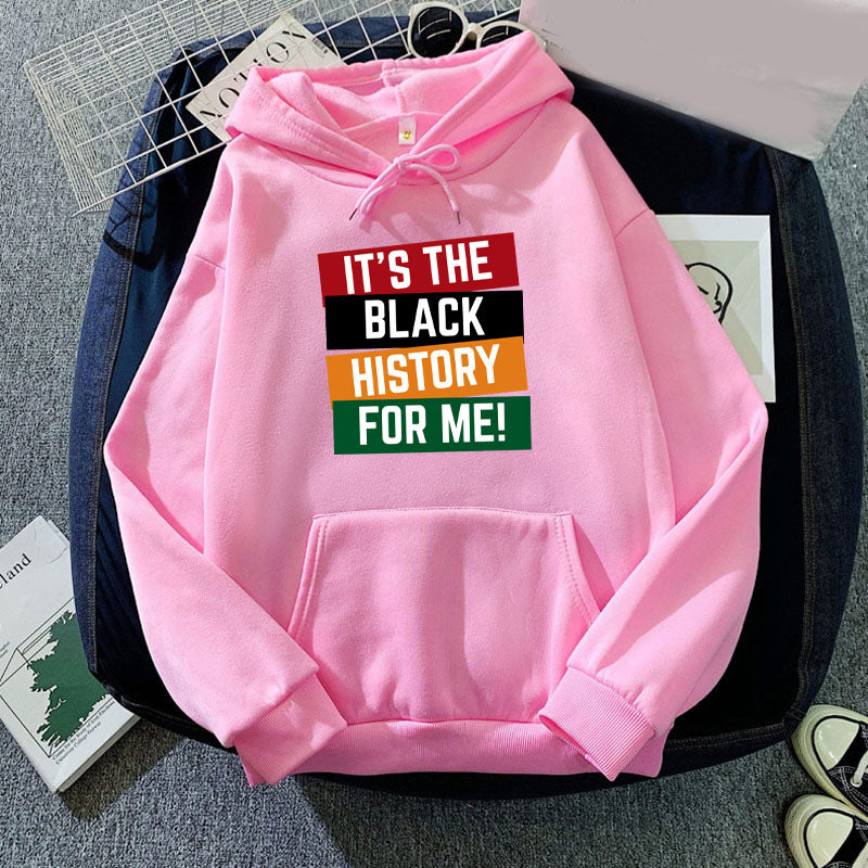 Black IT'S THE BLACK printed hooded hooded sweater autumn and winter European and American men's and women's goodwill coat cross-border