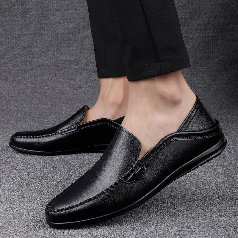Men's Loafers 2026 Spring Men's Shoes Genuine Leather Soft Sole Large Size Cowhide Shoes Men's Leather Shoes Men's Flat Comfortable Shoes