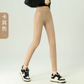 Leather Pants Women's Tight 2024 New High Waist Thin Cropped Pants fleece-lined Leather Matte Leggings Outer Wear Long Pants