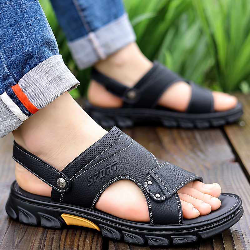 Men's sandals 2024 Summer new men's outdoor sandals outdoor fashion leather sandals factory direct one-piece delivery
