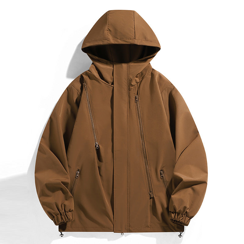 Men's Jacket Outdoor Mountaineering Clothing Waterproof Windproof Jacket Couple Sports Workwear Zipper Trendy Coat Cross-Border
