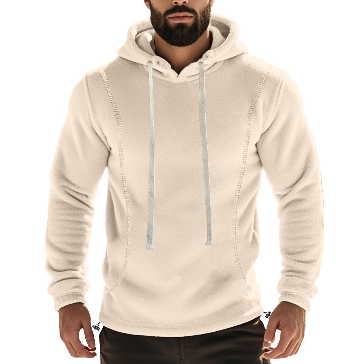 Cross-border Amazon autumn and winter  polar fleece hooded solid color sweater fleece-lined warm sports pullover hoodie