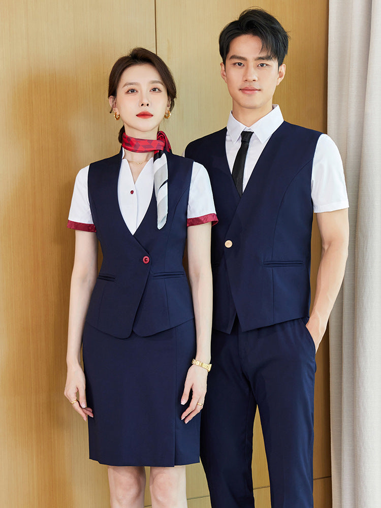 Stewardess uniform professional shirt Women's Spring temperament suit high-end hotel front desk reception work clothes beauty salon work clothes