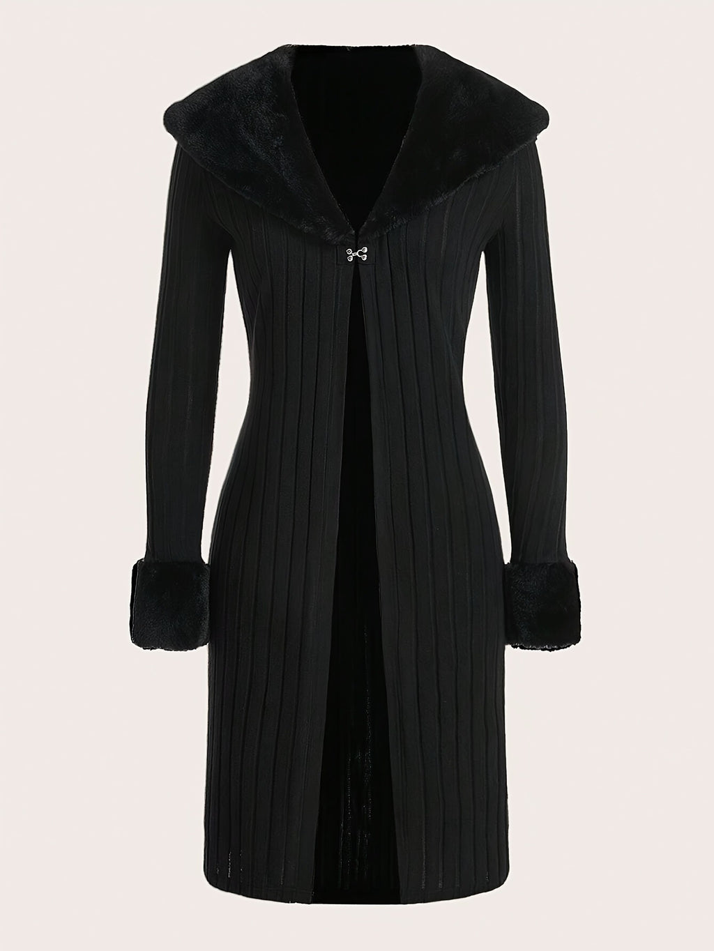Cross-Border 2024 Autumn and Winter New Style Fur Collar Pure Color Fashionable Slim Fit Cardigan Knitwear Casual Top Windbreaker