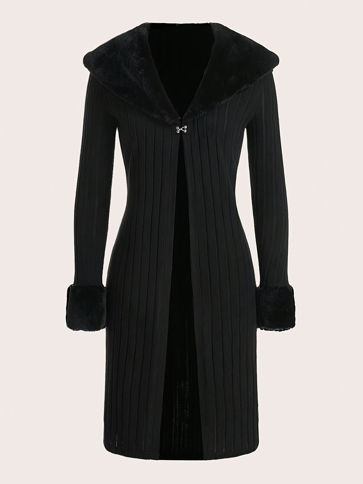 Cross-Border 2024 Autumn and Winter New Style Fur Collar Pure Color Fashionable Slim Fit Cardigan Knitwear Casual Top Windbreaker