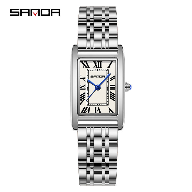 Sanda Live Hot Couple Watch Vintage Square Quartz Watch Waterproof Roman Scale Men's and Women's Watches