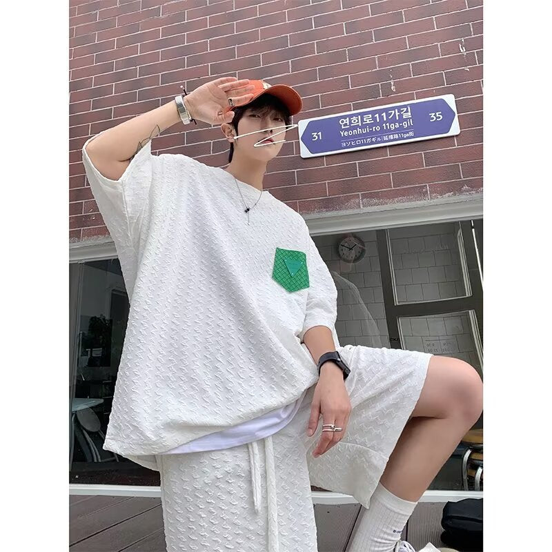 Sportswear suit Men's Summer Short-sleeved T-shirt Basketball Clothes Casual Shorts Two-piece Korean Fashionable 2024