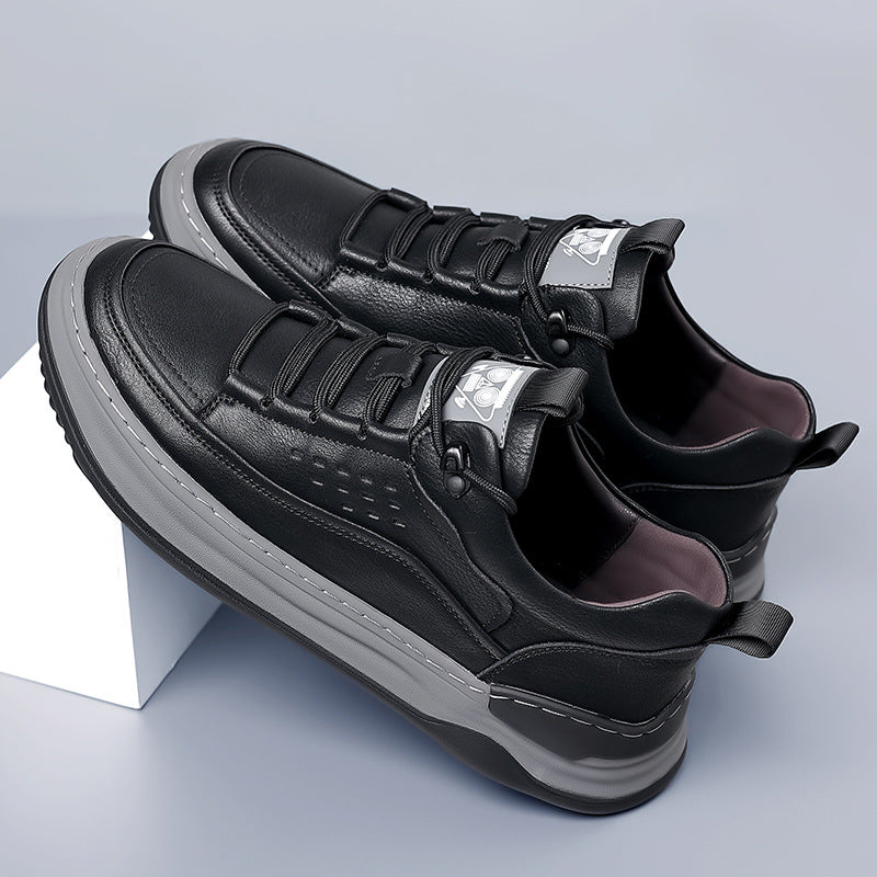 New Men's Sneakers Thick-Soled Genuine Leather Casual Trendy Men's Shoes Outdoor Sports Casual Shoes Men's Sneakers Wholesale