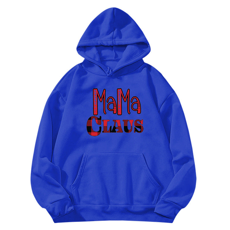red plaid MAMA RIED printed hooded hoodie autumn and winter European and American women's