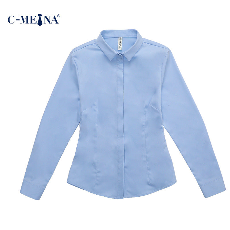 New Women's Clothing Women's Shirts Simple Solid Color Hidden Button Anti-Exposure Niche Style Elegant Commuter Women's Formal Shirts