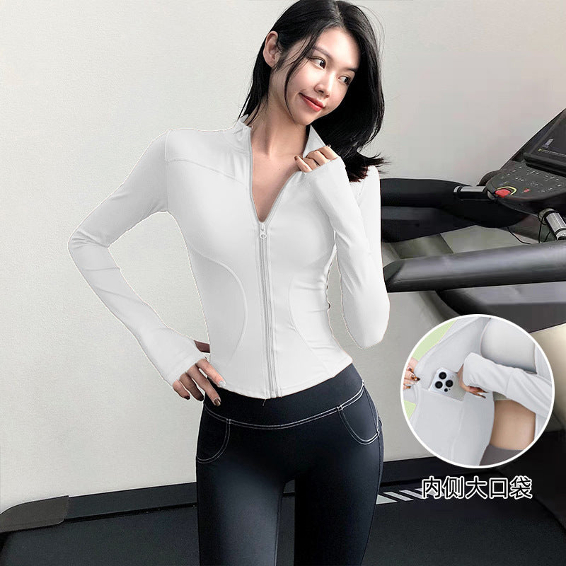 Fitness Training Yoga Clothes for Women, Spring Long-Sleeved, High-Elastic, Quick-Drying, Breathable Sports Jackets, Tight-Fitting, Slimming Fitness Clothes
