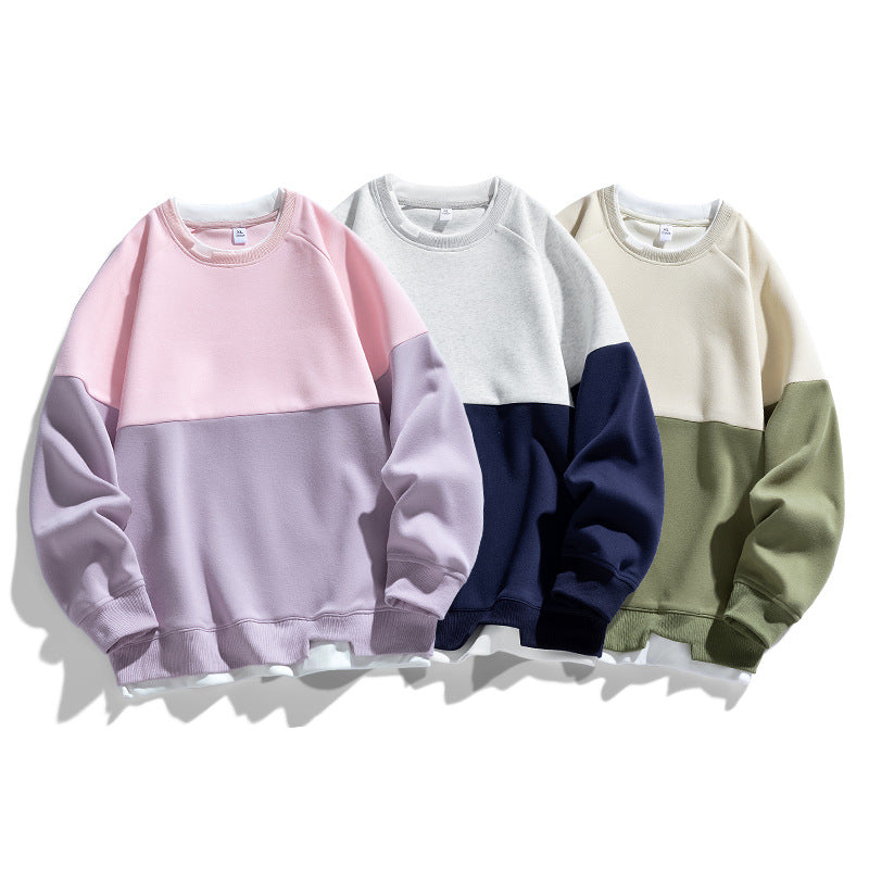 Cross-border Fake Two-piece Round Neck Sweaters Men's Spring and Autumn Fashion Contrast Color Stitching Top 2025 New Youth Autumn Clothes