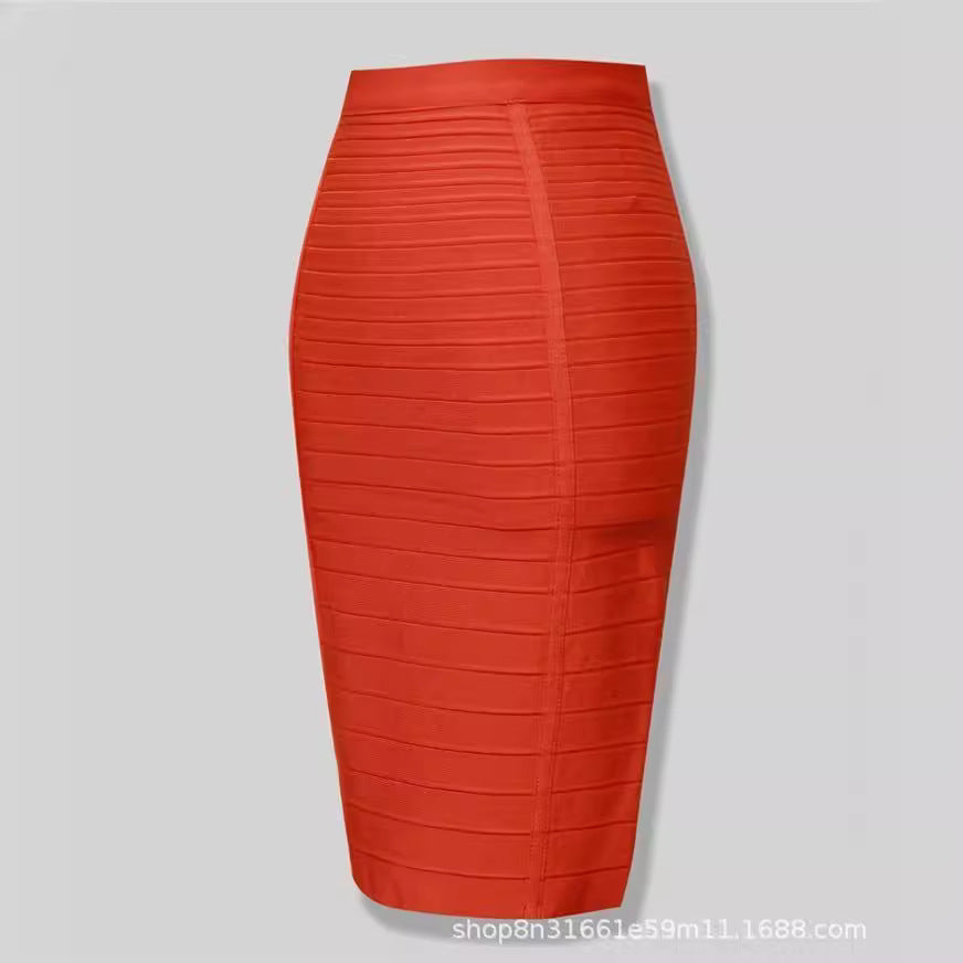 Bandage Skirt Stripesd Zipper Double-Open Sexy High-Waist Hip Skirt Skirt