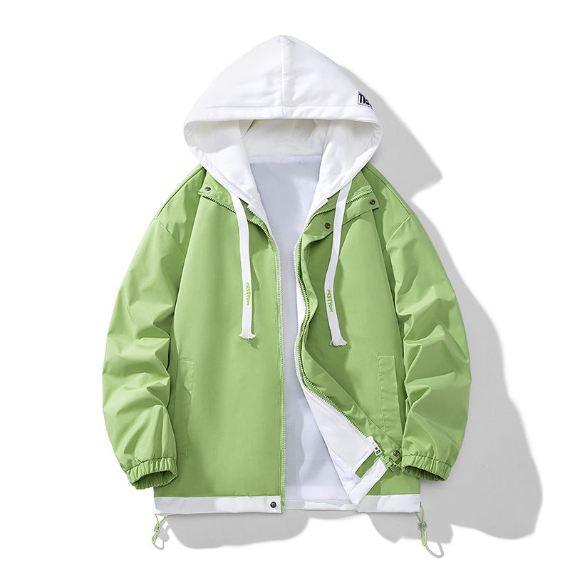 Outdoor Leisure New Style Men's and Women's Clothing Tops Windproof Jacket Coat Men's Fake Two-Piece Spring and Autumn Loose Fit