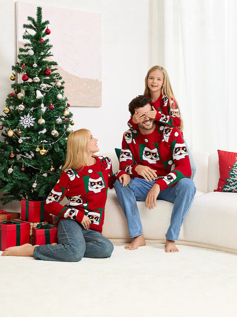 2025 New European and American Parent-Child Clothing Sets Cross-Border Christmas Sweaters Knitted Sweaters Parent-Child Family Clothing Sweaters in Stock