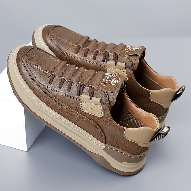 Autumn and Winter Men's New Sneakers, Thick-Soled Casual Shoes, Breathable Leather Shoes, Men's Trendy Sports Shoes, Versatile Men's Shoes Wholesale
