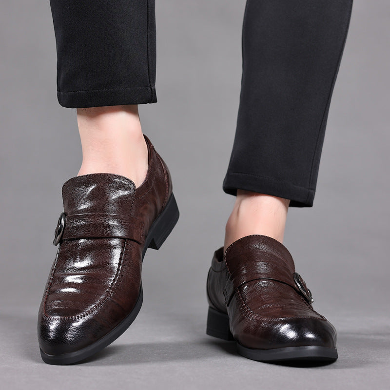 Men's Shoes 2025 Summer New Men's Casual Slip-On Pointed Leather Shoes Easiest for Match Trendy Shoes Business Formal Wedding Shoes