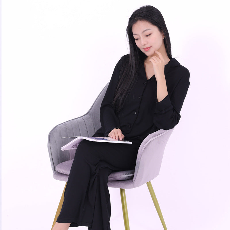Factory in stock long-sleeved simple European and American style home clothes suit cross-border black modal pajamas wholesale