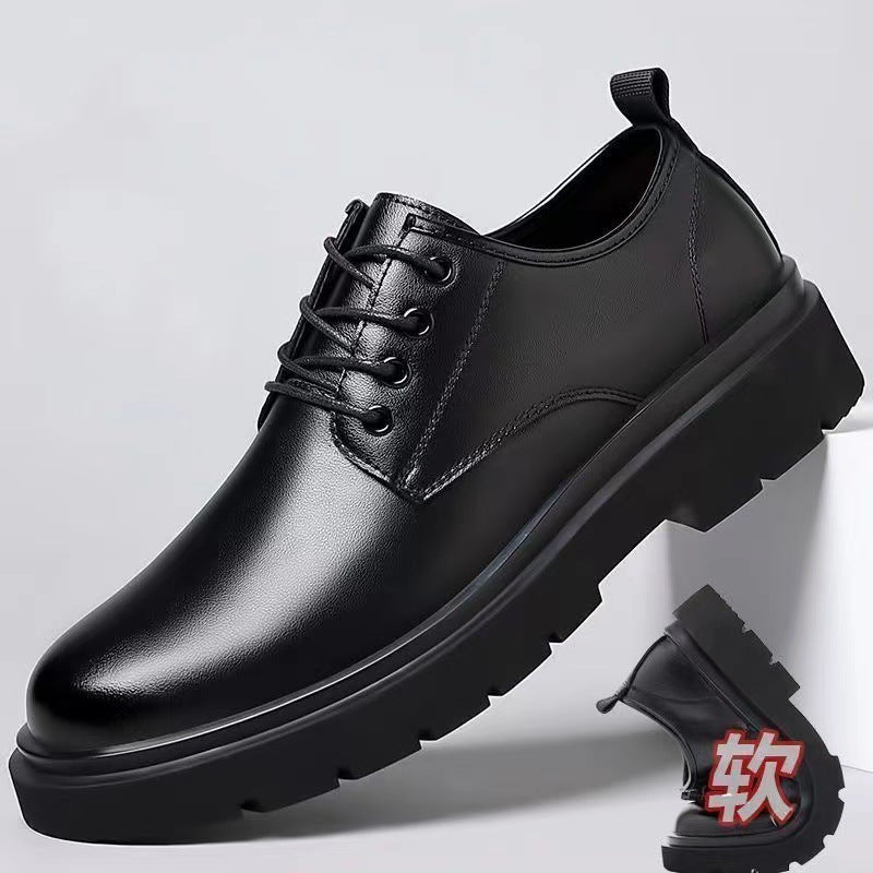 2025 New Summer Men's Leather Shoes Black Formal Business Youth British Style Casual Versatile Work Men's Shoes
