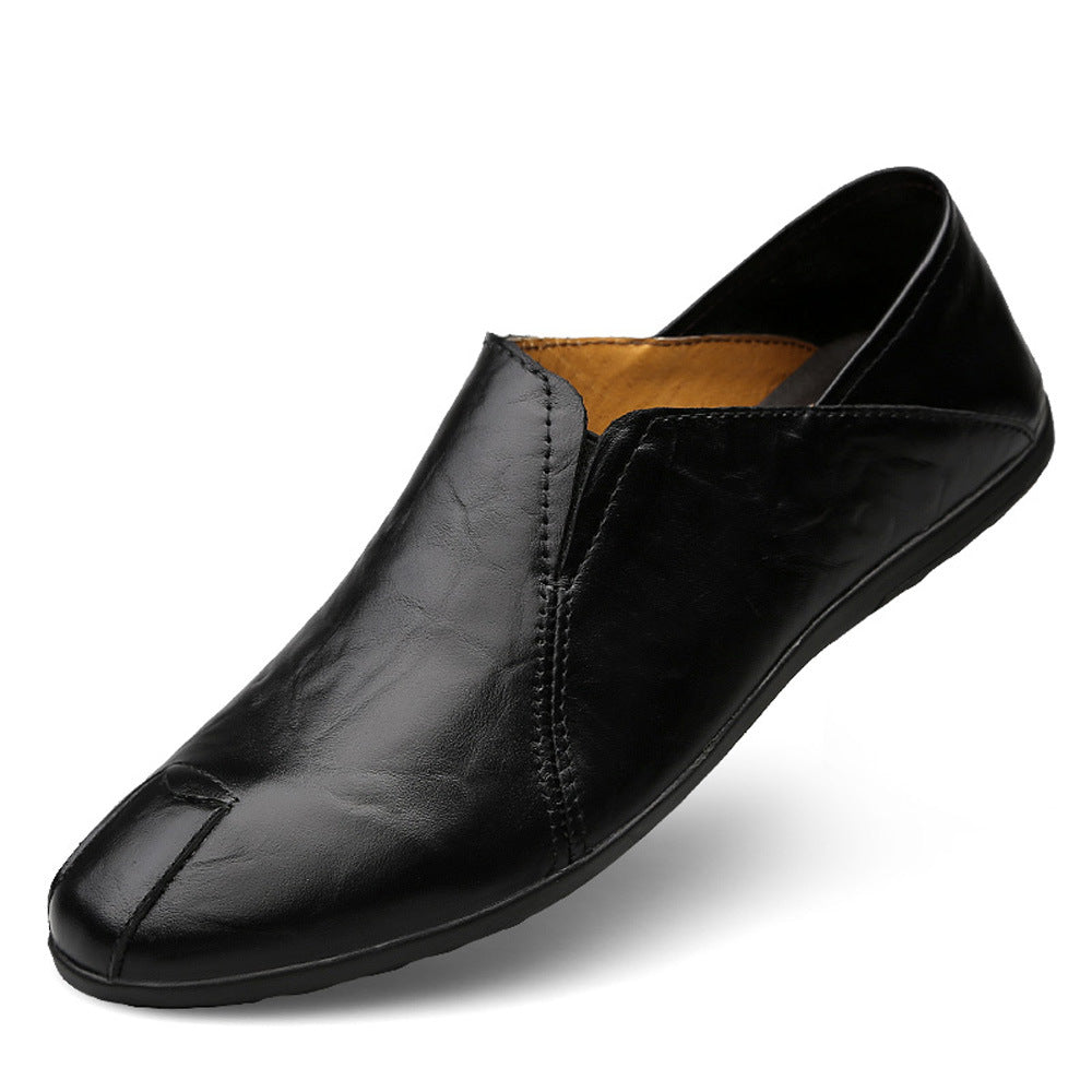 Men's Shoes Autumn and Winter Casual Leather Shoes Warm Shoes Men's British Slip-on Shoes Cotton Driving Lazy Loafers