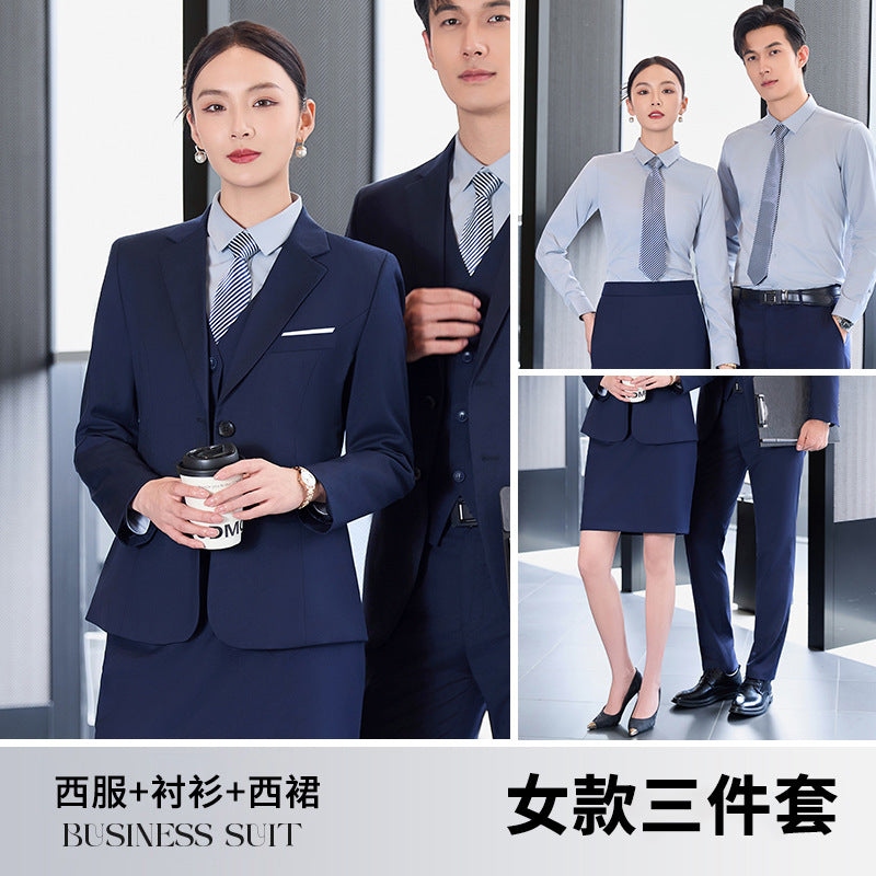 High-End Suit Suits for Men and Women, Professional Formal Wear, 4S Store Real Estate Property Workwear, Blue Suit Suits, Work Clothes
