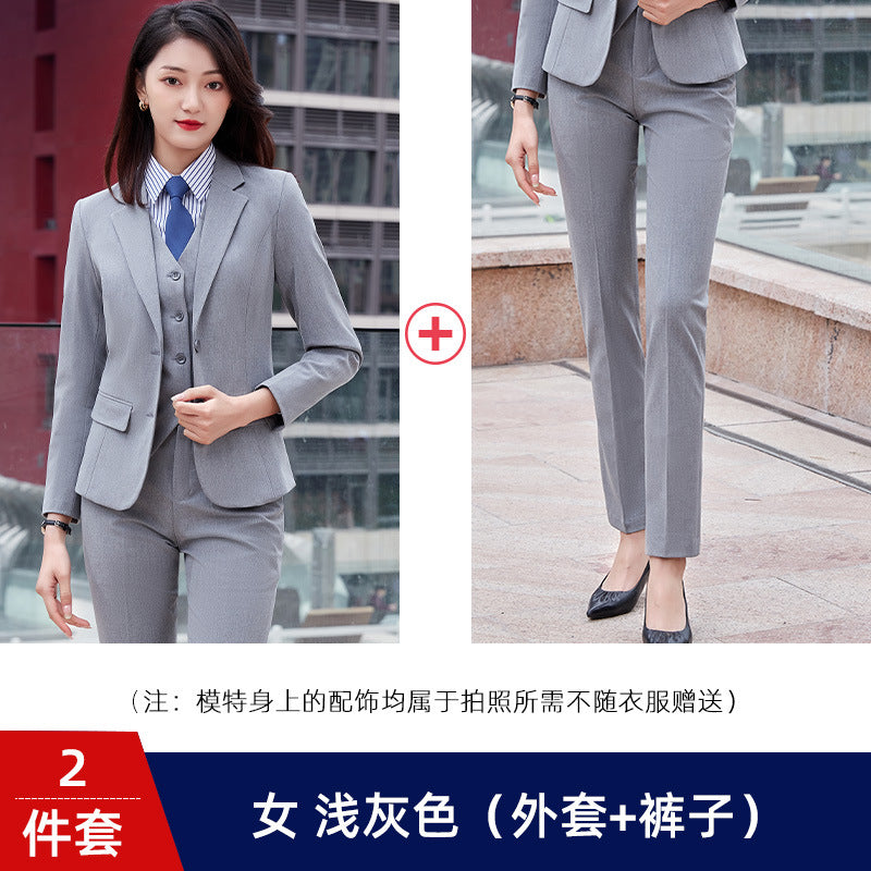 Two-button color spinning four-sided elastic treasure blue teacher suit suit men's and women's same style professional attire 4S shop suit wholesale