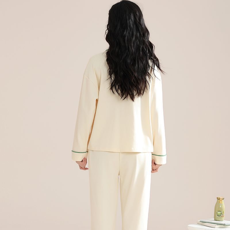 Women's pajamas 2024 new spring and autumn long-sleeved outerwear plus size homewear color suit