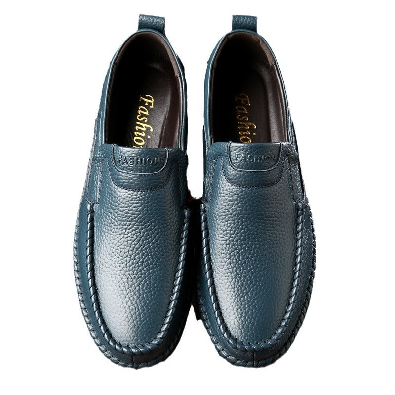 Men's Shoes Summer New Casual Leather Shoes Men's Genuine Leather Top Layer Cowhide Loafers Driving Doudou Shoes Set Feet