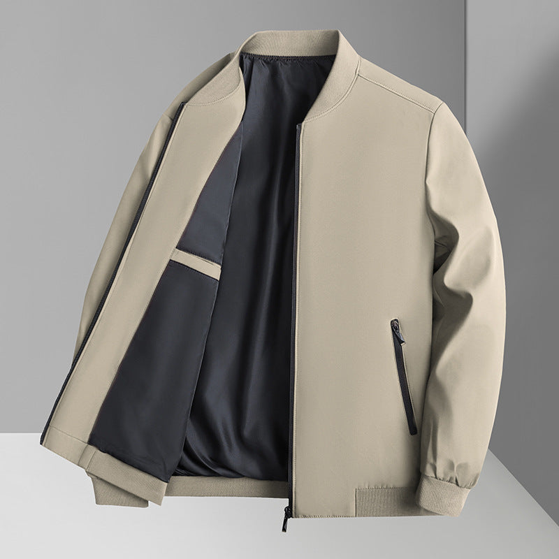 Jacket Men's Spring and Autumn New Arrival Middle-Aged Dad's Casual All-Match Outerwear Solid Color Trendy Coat Jacket