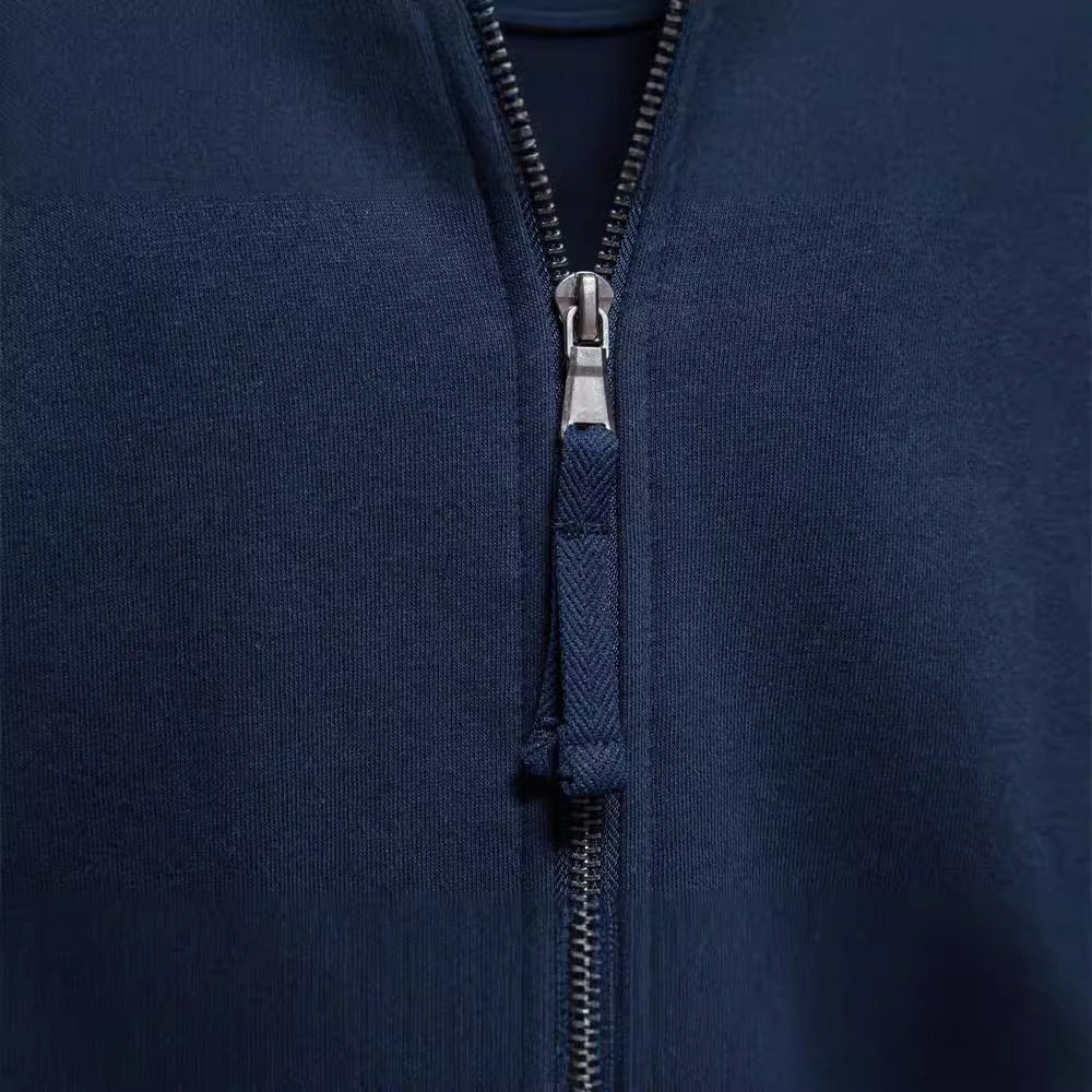 Cross-Border Men's Sports Versatile Stand-Up Collar Zipper Long-Sleeved Sweatshirt Contrasting Color Autumn and Winter Casual Cardigan 2024 New Men's