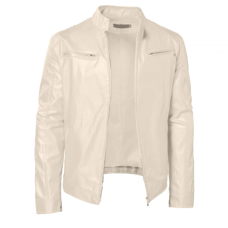 Foreign Trade European and American Men's Leather Jackets for Men and Teenagers Stand-Up Collar Punk Men's Motorcycle Leather Jackets Wholesale