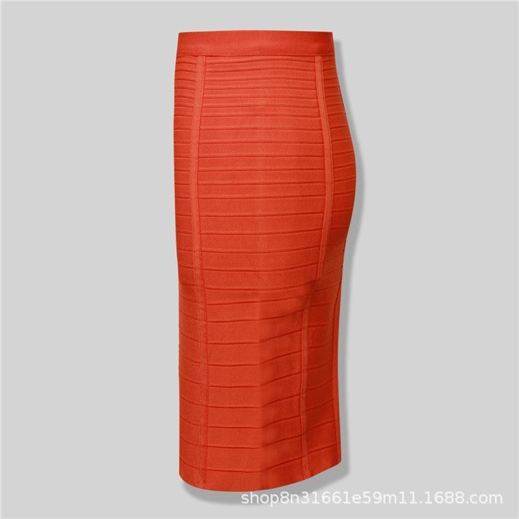 Bandage Skirt Stripesd Zipper Double-Open Sexy High-Waist Hip Skirt Skirt