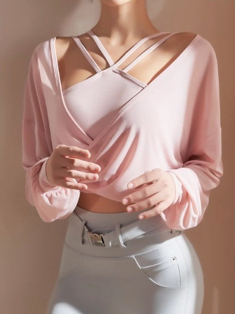 High-end Yoga Blouse Women's Tulle Breathable Sports Jacket Loose Running Fitness Top