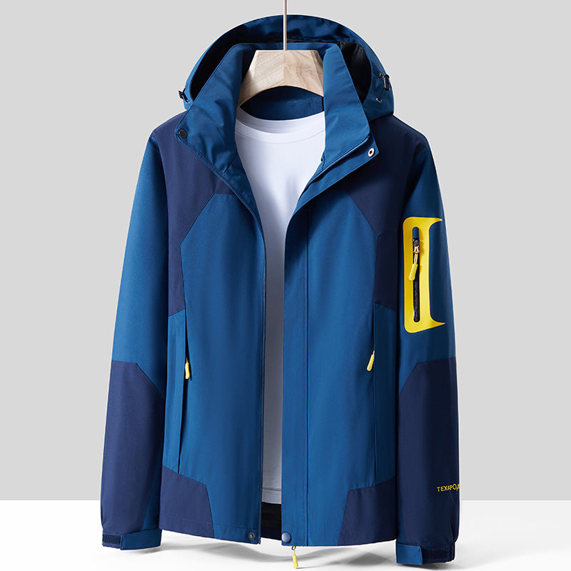 Outdoor Jacket Men's Winter Velvet Short-Sleeved Thickeneded Spring & Fall Windproof Waterproof Breathable Jacket Mountaineering Jacket