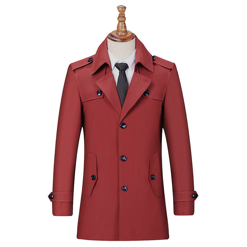 Windbreaker Men's Autumn New Mid-length Young Men's British Style Coat Chinese Style Cardigan Large Dress