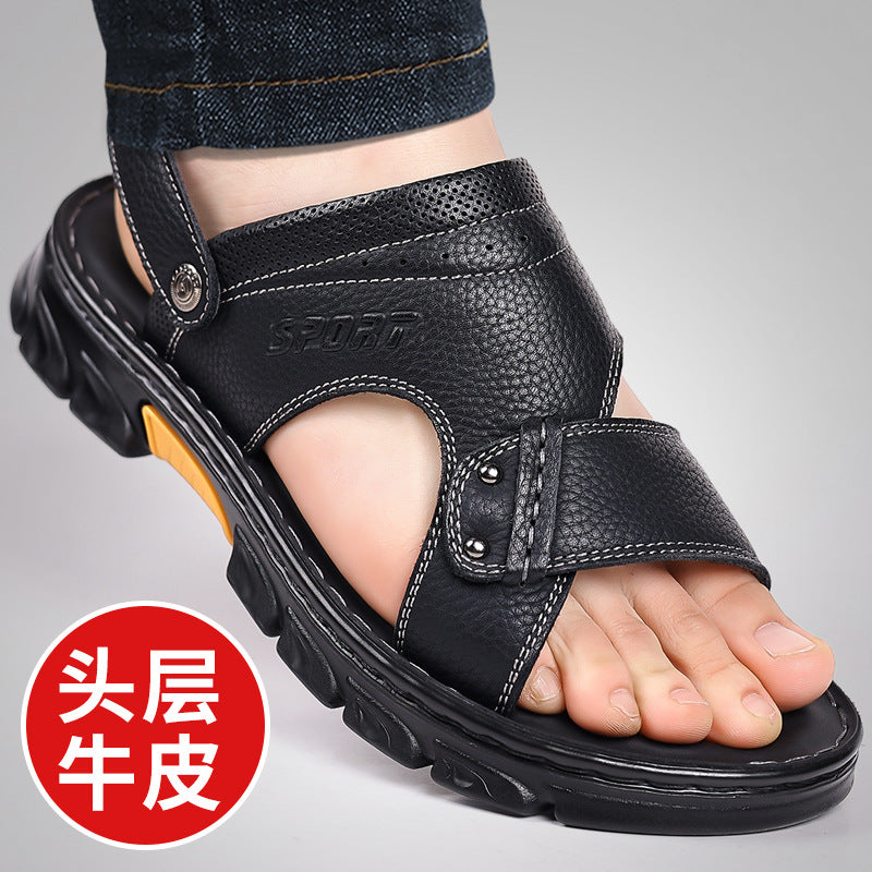 Men's sandals 2024 Summer new men's outdoor sandals outdoor fashion leather sandals factory direct one-piece delivery