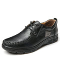 Men's formal leather shoes new low heel youth top leather fashion trend hand stitching casual lace-up men's shoes