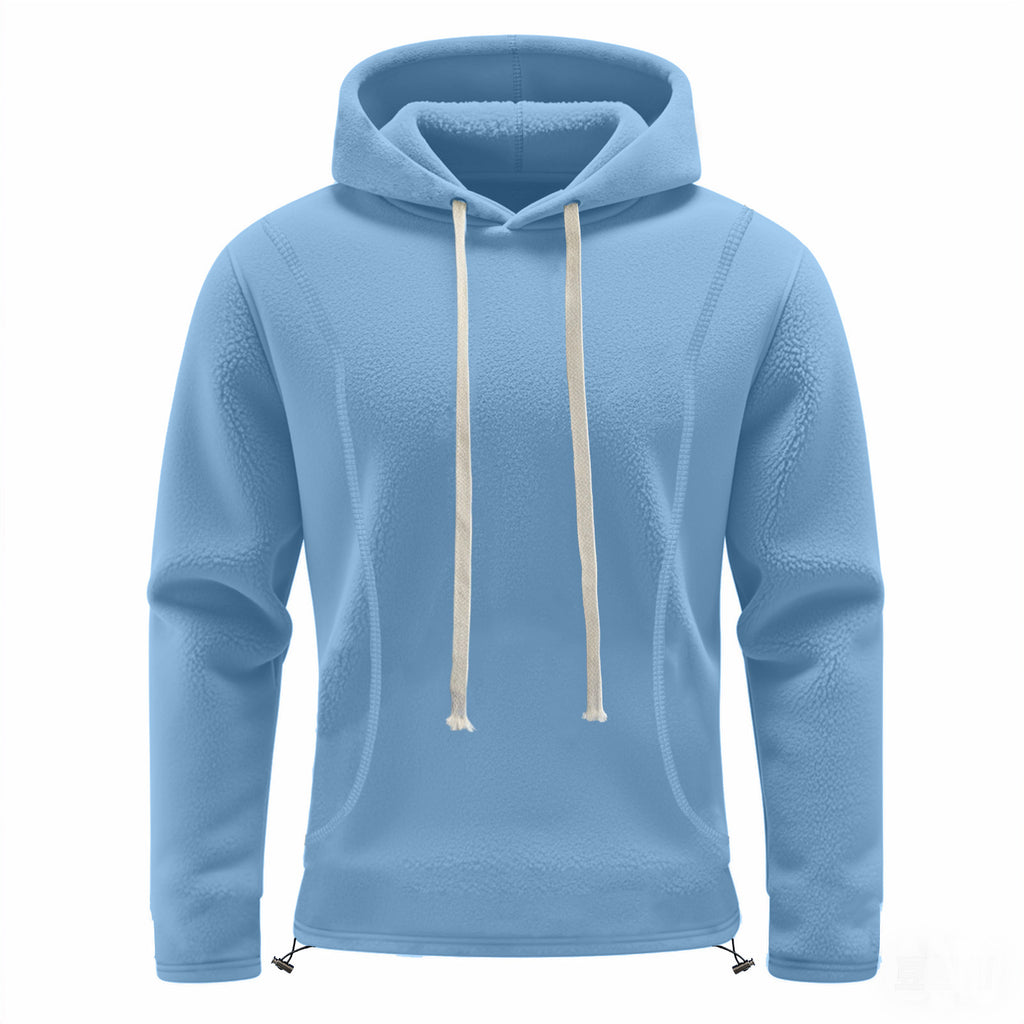 Cross-border Amazon autumn and winter  polar fleece hooded solid color sweater fleece-lined warm sports pullover hoodie